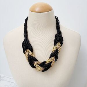 Vintage 90s Black & Gold Twist Cable Necklace